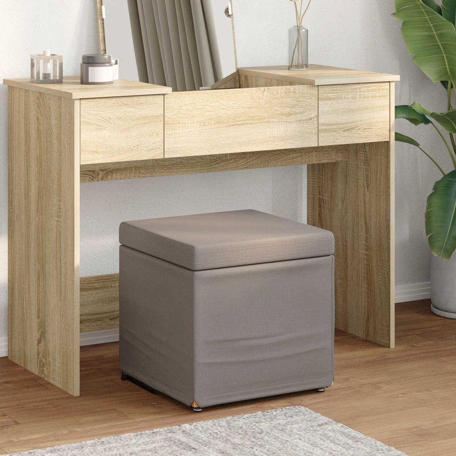 Kruk Taupe 41 x 41 x 40 cm Stof en Geëngineerd Hout