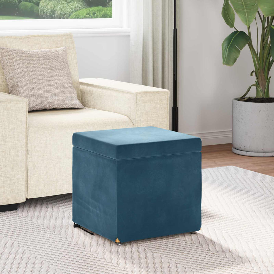 Kruk Blauw 41 x 41 x 40 cm Velvet en Gefabriceerd Hout