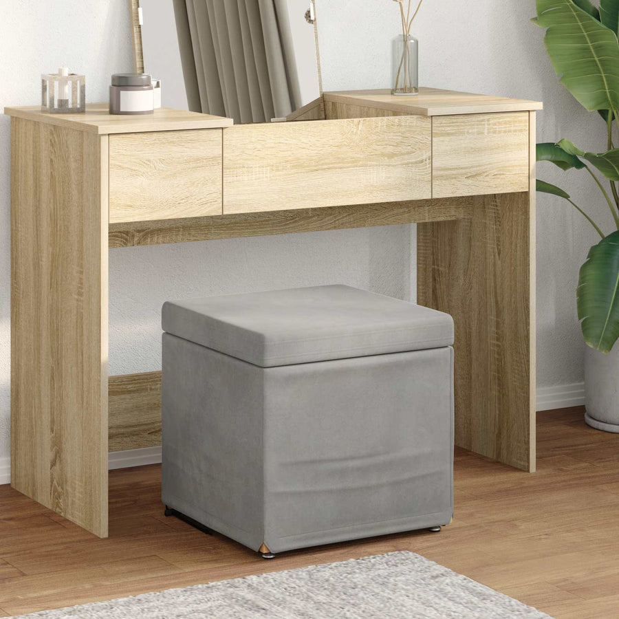 Kruk Lichtgrijs 41 x 41 x 40 cm Velvet en Gefabriceerd Hout