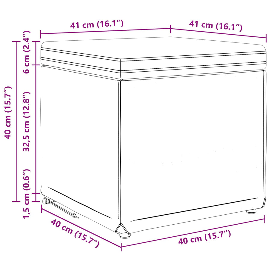 Kruk Lichtgrijs 41 x 41 x 40 cm Velvet en Gefabriceerd Hout