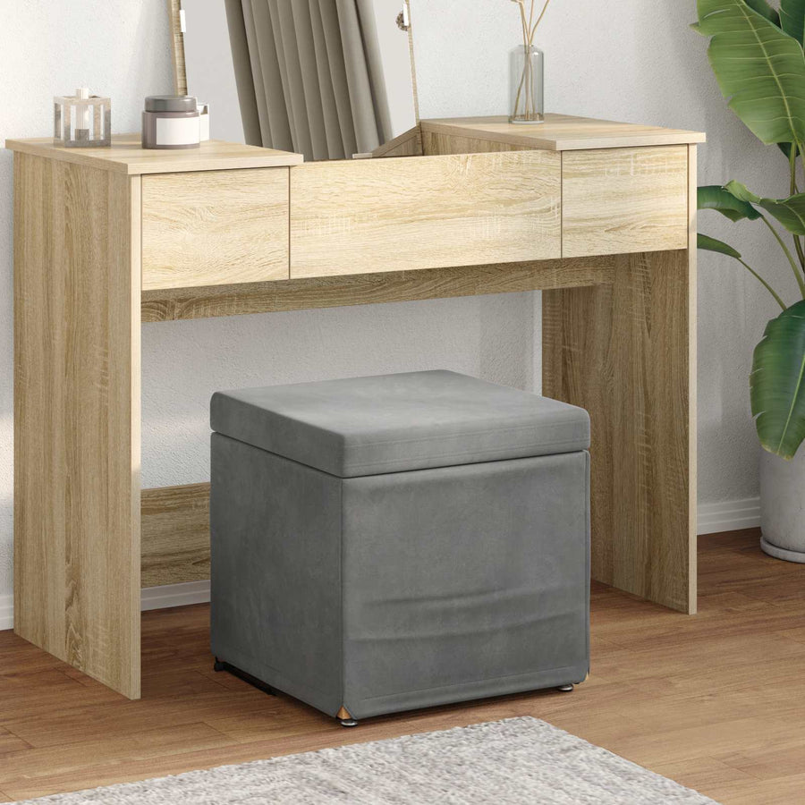 Kruk Donkergrijs 41 x 41 x 40 cm Velvet en Gefabriceerd Hout