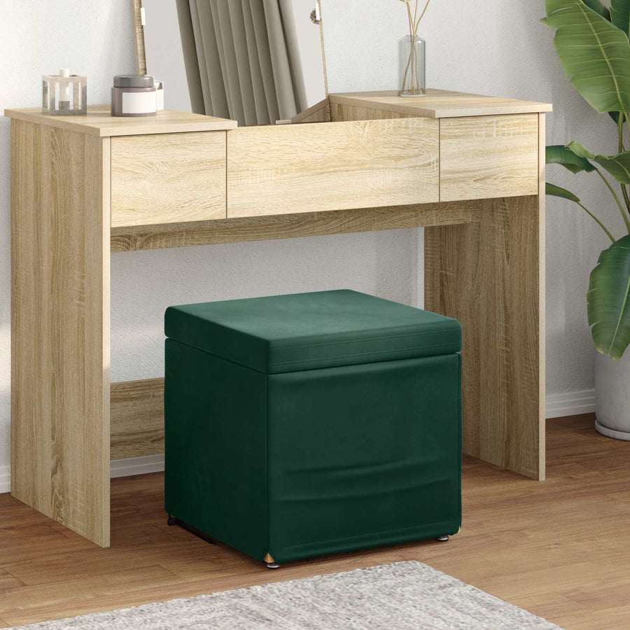 Kruk Donkergroen 41 x 41 x 40 cm Velvet en Gefabriceerd Hout