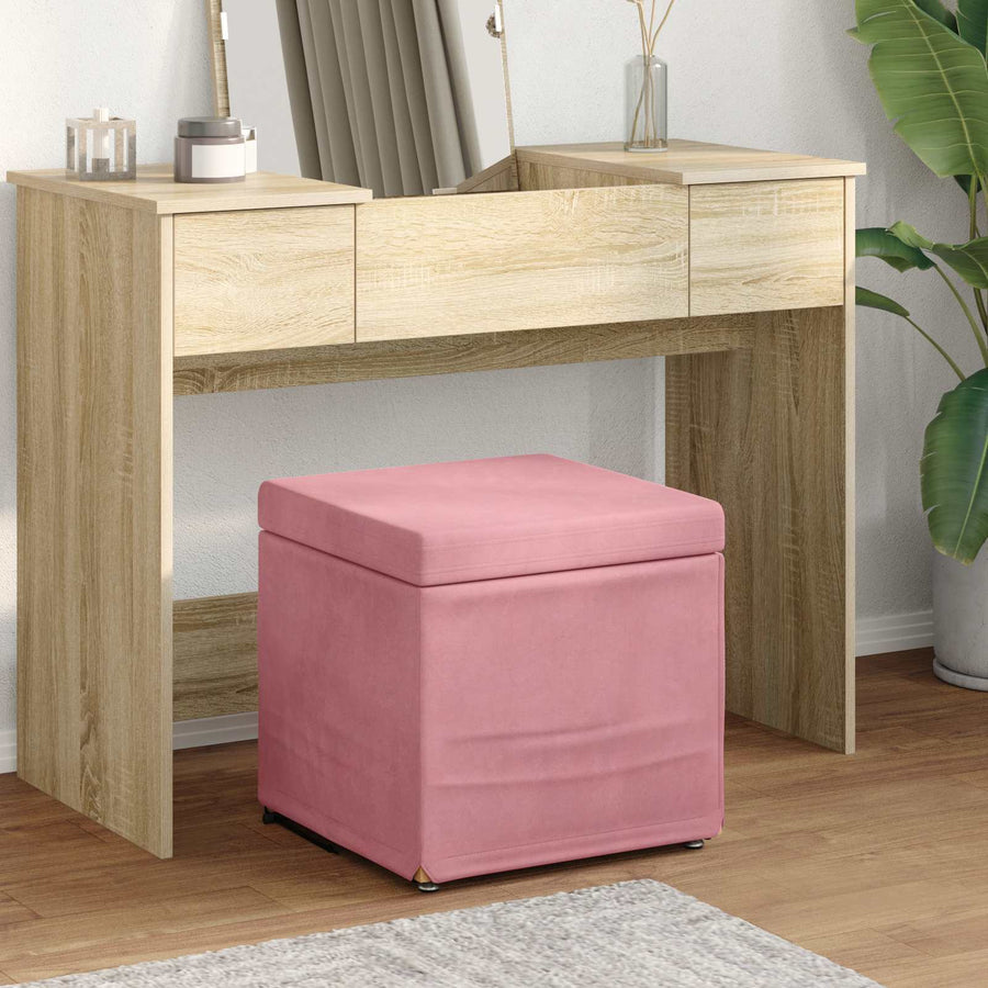 Kruk Roze 41 x 41 x 40 cm Velvet en Gefabriceerd Hout