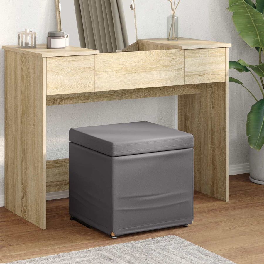Kruk Grijs 41 x 41 x 40 cm Nepleer en Gefabriceerd Hout