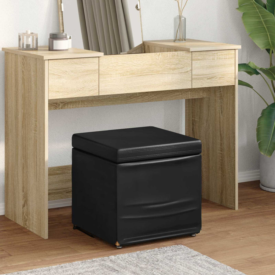 Kruk Zwart 41 x 41 x 40 cm Nepleer en Gefabriceerd Hout