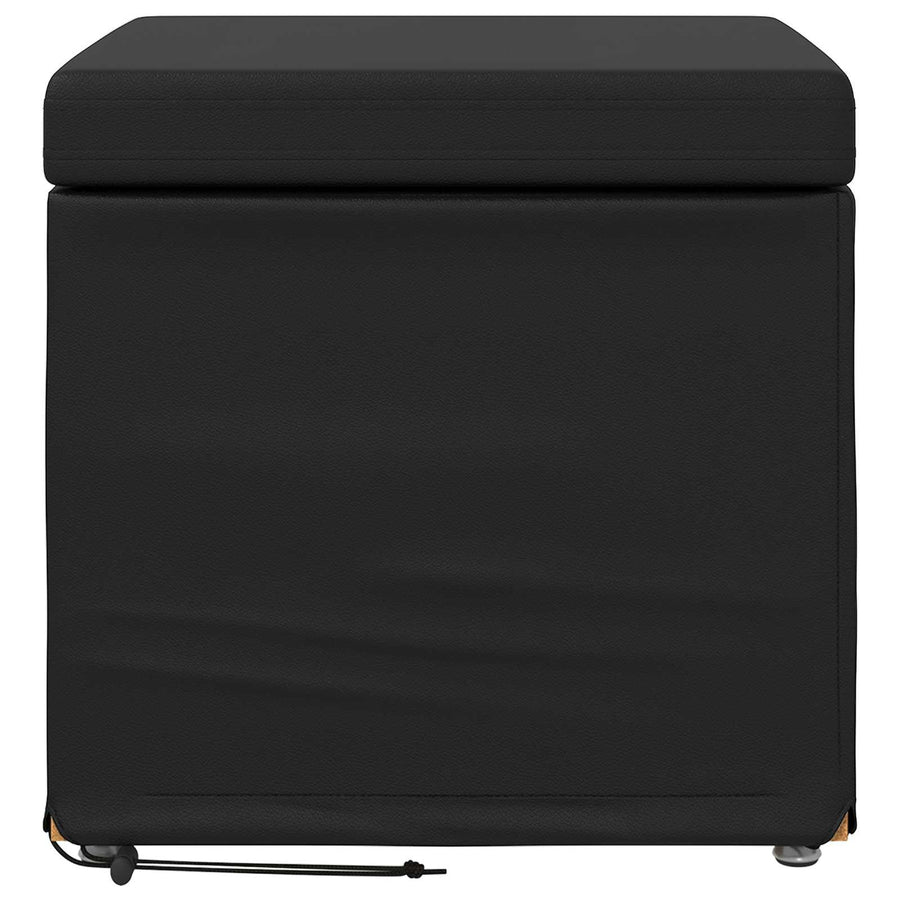 Kruk Zwart 41 x 41 x 40 cm Nepleer en Gefabriceerd Hout