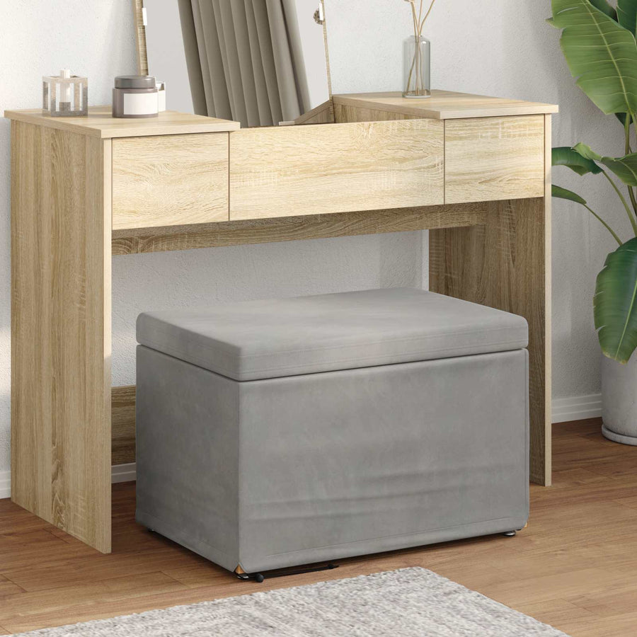 Kruk Lichtgrijs 61 x 41 x 40 cm Velvet en Gefabriceerd Hout