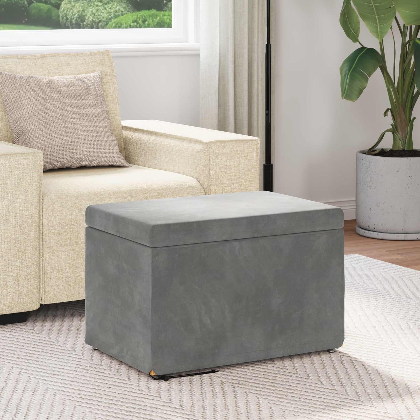 Kruk Donkergrijs 61 x 41 x 40 cm Velvet en Gefabriceerd Hout