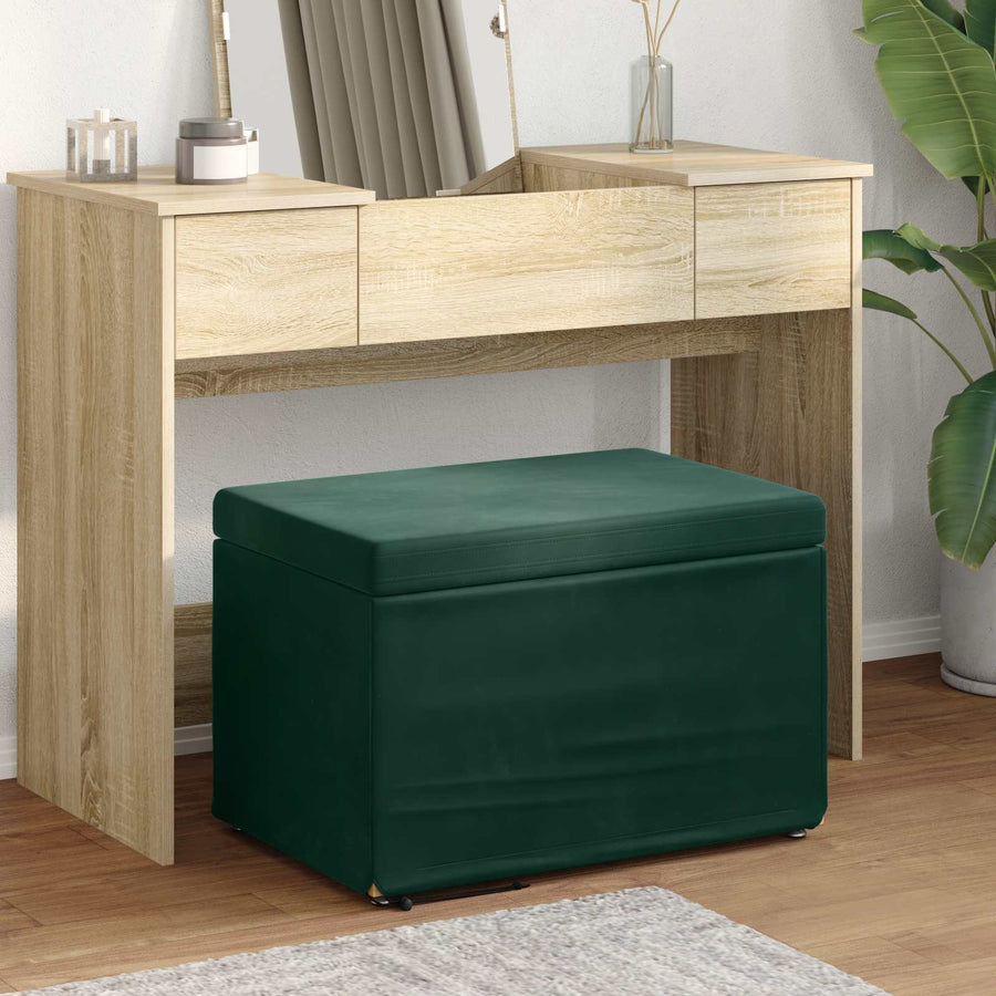 Kruk Donkergroen 61 x 41 x 40 cm Velvet en Gefabriceerd Hout