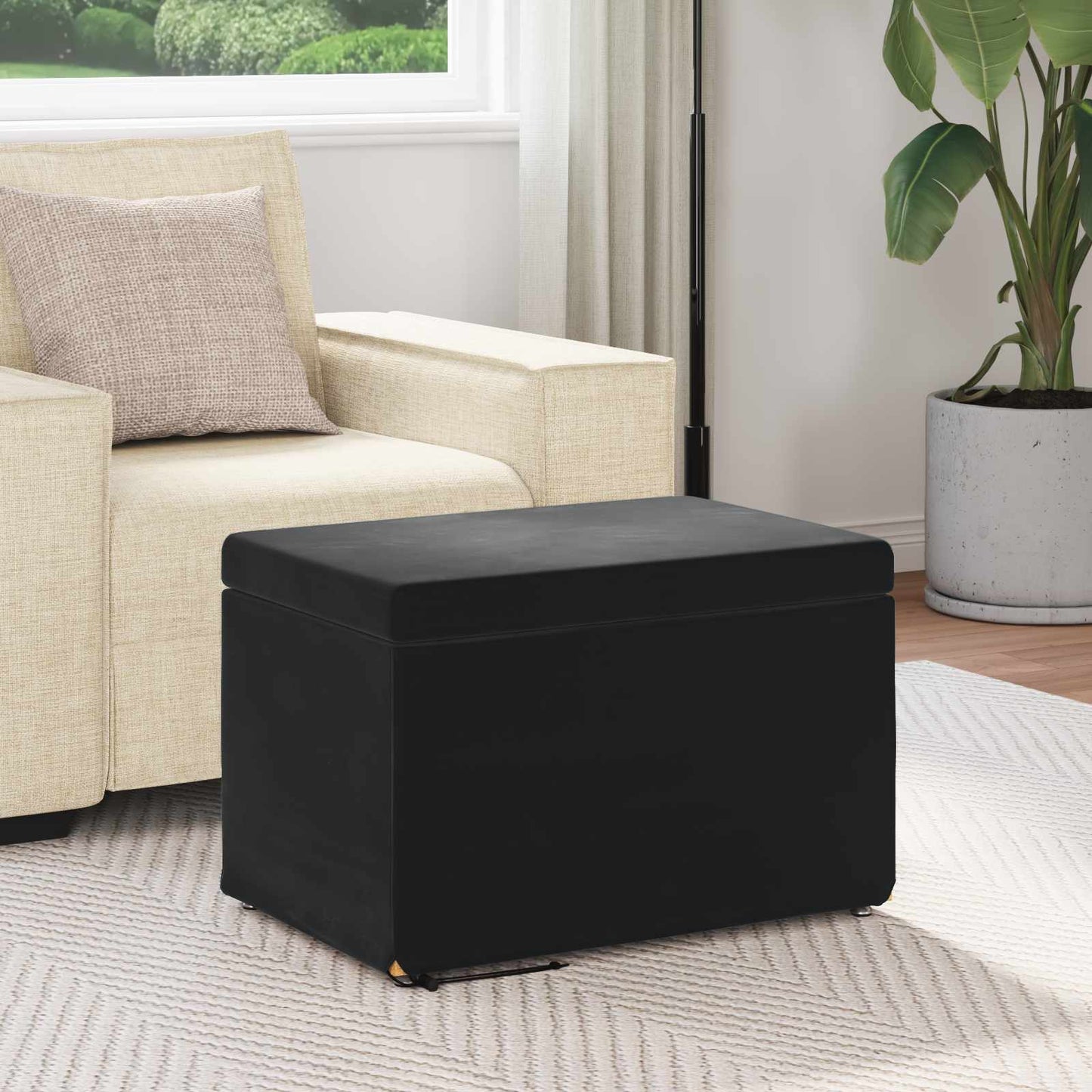 Kruk Zwart 61 x 41 x 40 cm Velvet en Gefabriceerd Hout