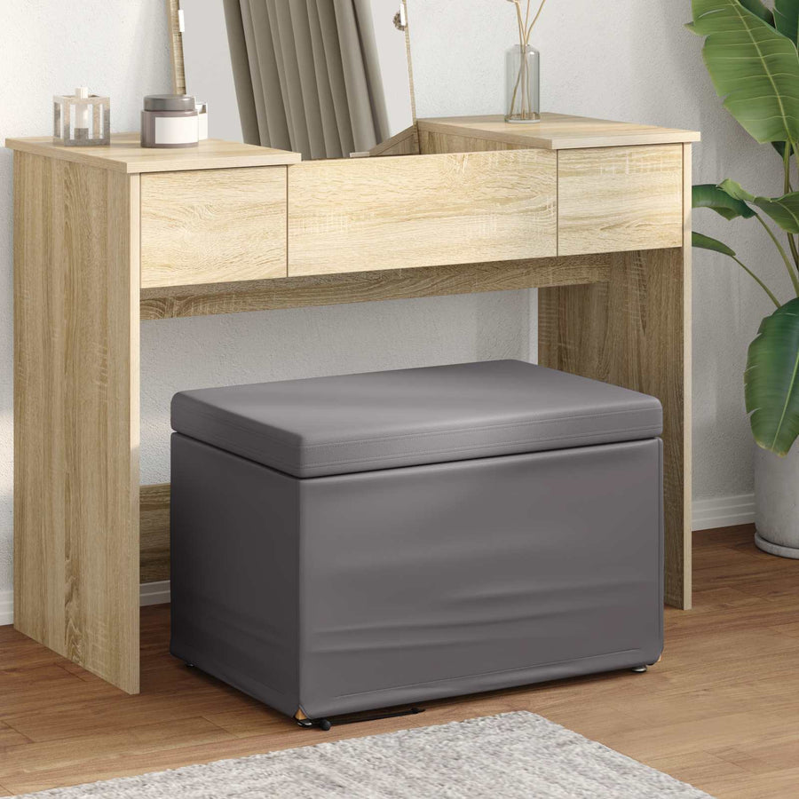 Kruk Grijs 61 x 41 x 40 cm Nepleer en Gefabriceerd Hout