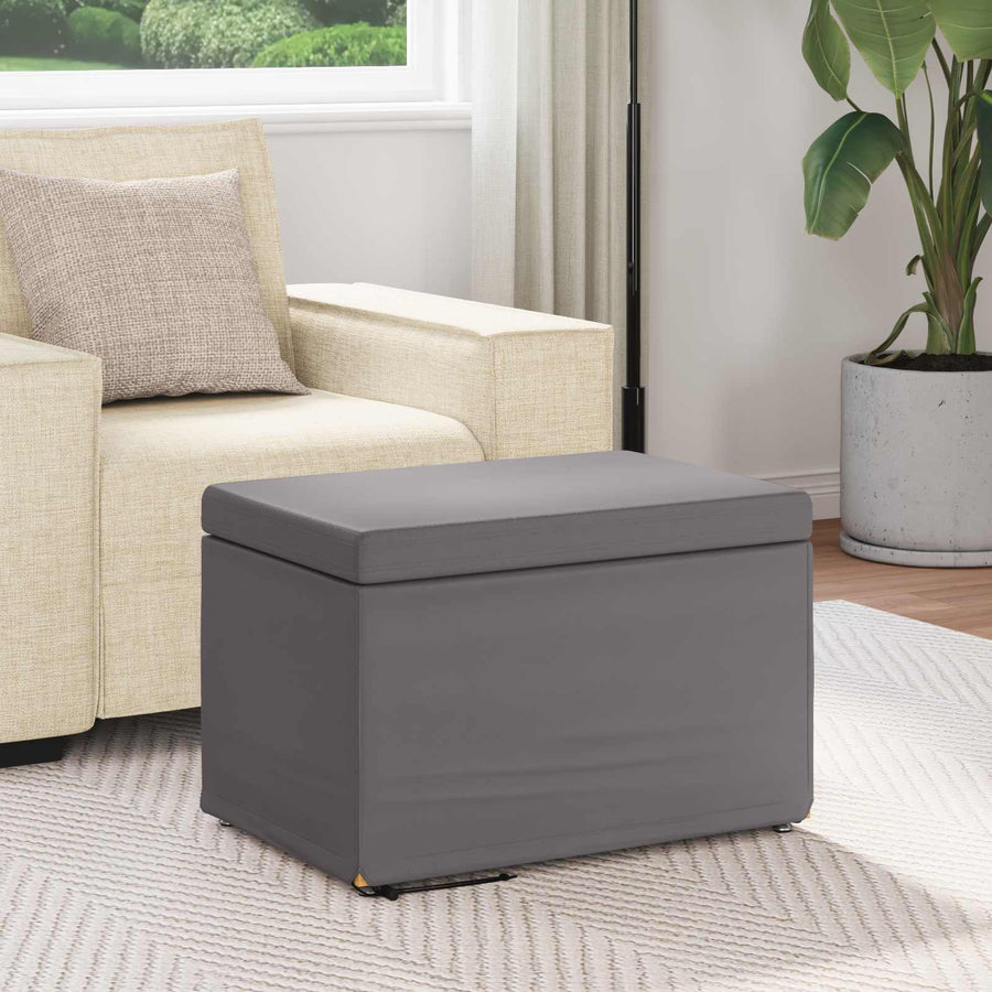 Kruk Grijs 61 x 41 x 40 cm Nepleer en Gefabriceerd Hout