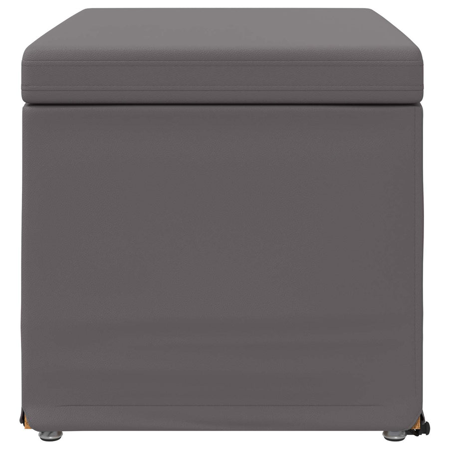 Kruk Grijs 61 x 41 x 40 cm Nepleer en Gefabriceerd Hout
