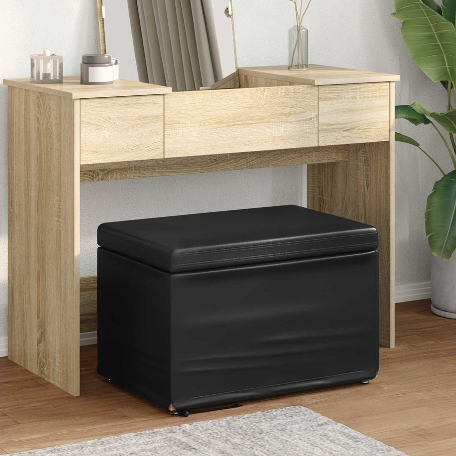 Kruk Zwart 61 x 41 x 40 cm Nepleer en Gefabriceerd Hout