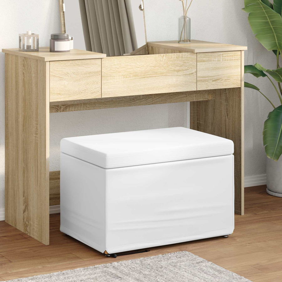 Kruk Wit 61 x 41 x 40 cm Nepleer en Gefabriceerd Hout