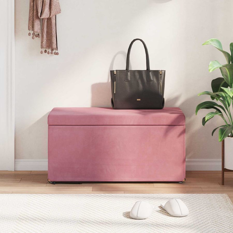 Kruk Roze 81 x 41 x 40 cm Velvet en Gefabriceerd Hout
