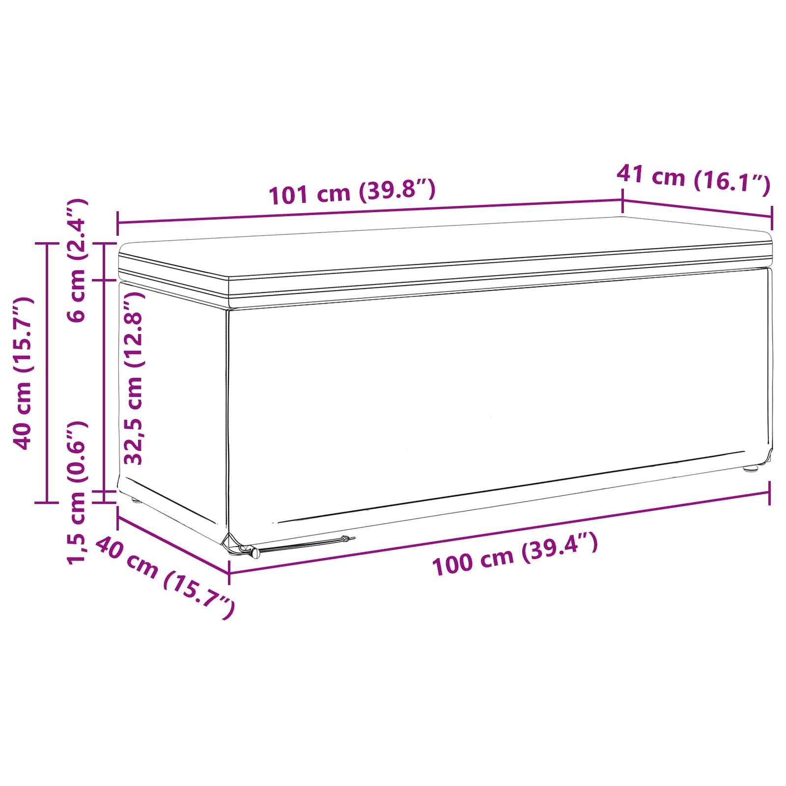 Kruk Donkergrijs 101 x 41 x 40 cm Velvet en Gefabriceerd Hout