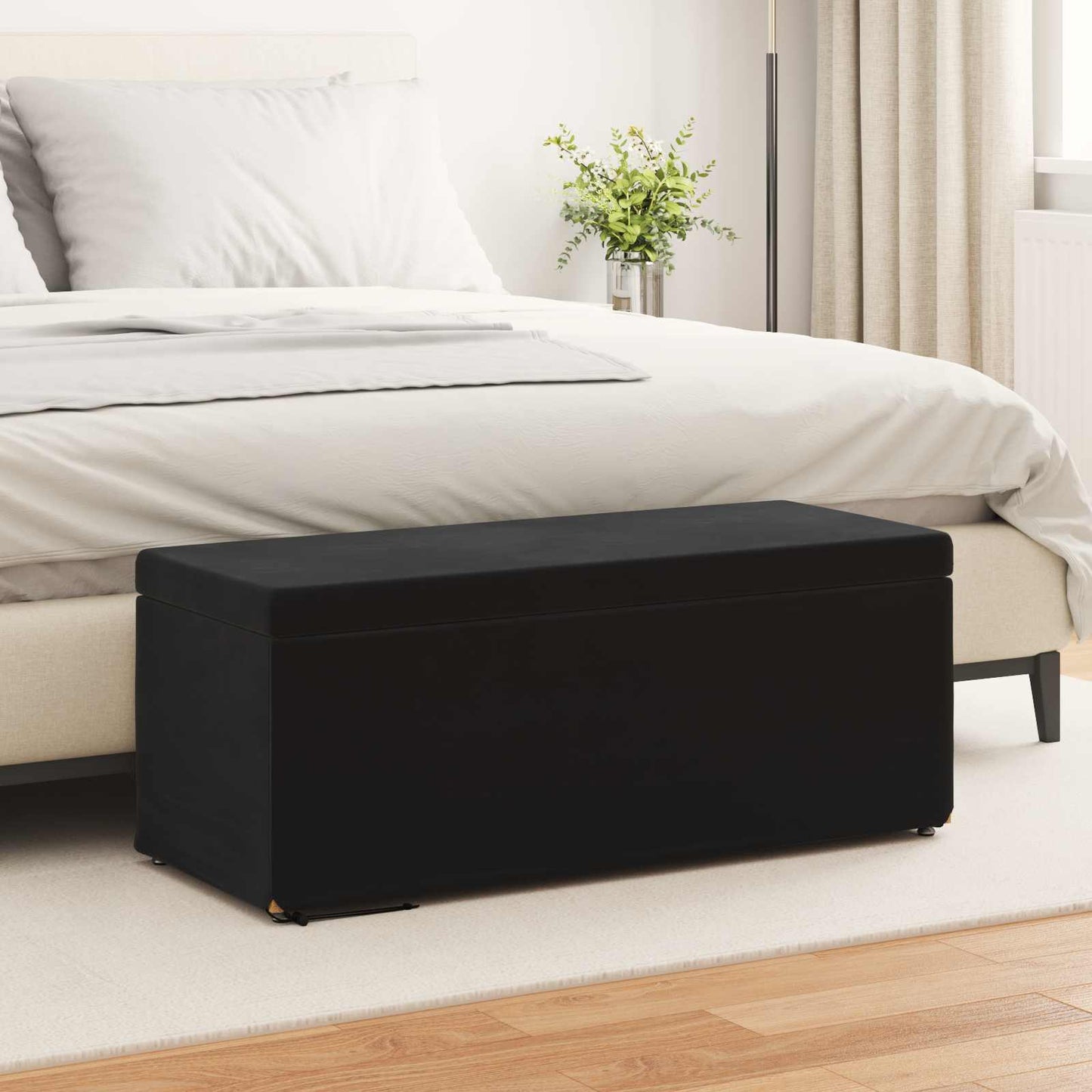 Kruk Zwart 101 x 41 x 40 cm Velvet en Gefabriceerd Hout