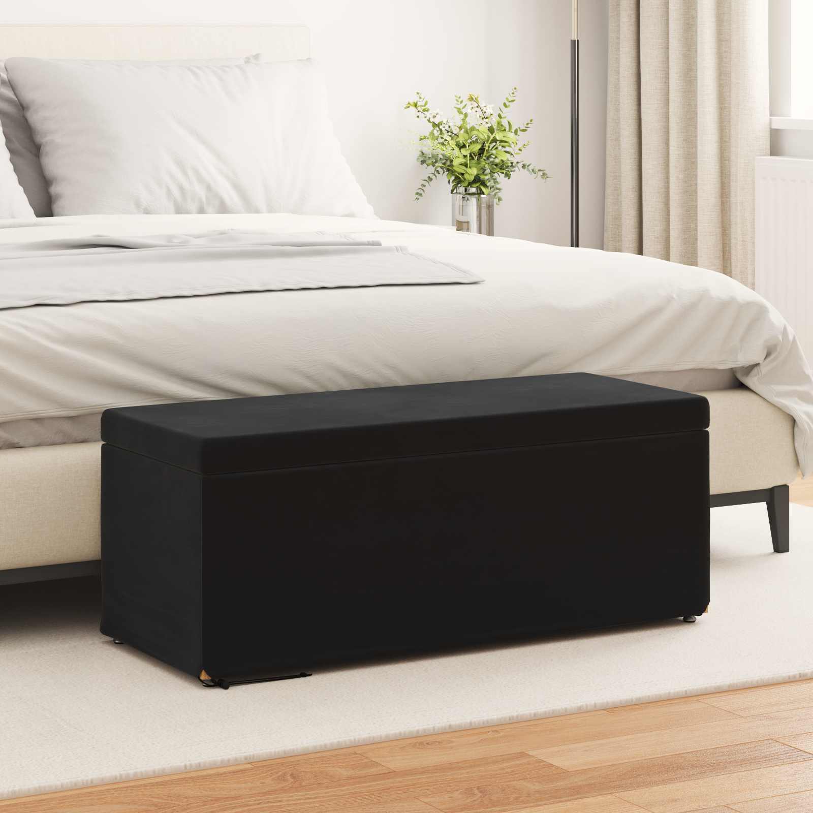 Kruk Zwart 101 x 41 x 40 cm Velvet en Gefabriceerd Hout