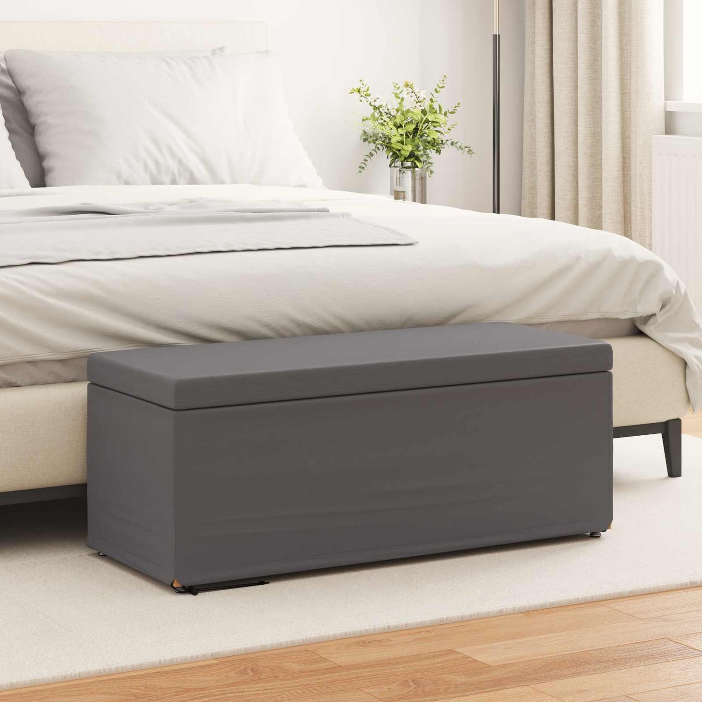 Kruk Grijs 101 x 41 x 40 cm Nepleer en Gefabriceerd Hout
