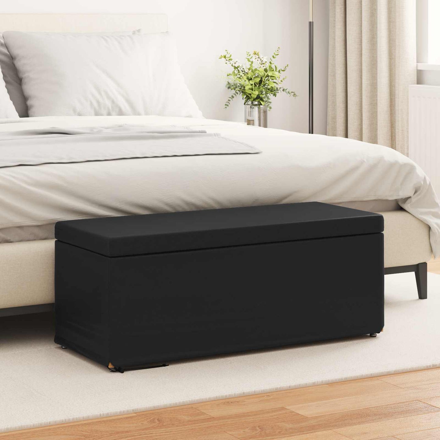 Kruk Zwart 101 x 41 x 40 cm Nepleer en Gefabriceerd Hout