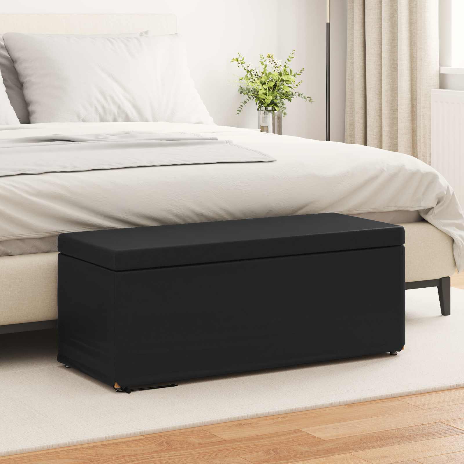 Kruk Zwart 101 x 41 x 40 cm Nepleer en Gefabriceerd Hout