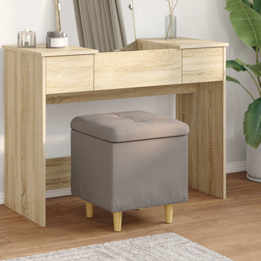 Opslagottoman met kussen Taupe 40 x 40 x 45 cm Stof