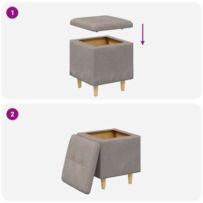 Opslagottoman met kussen Taupe 40 x 40 x 45 cm Stof