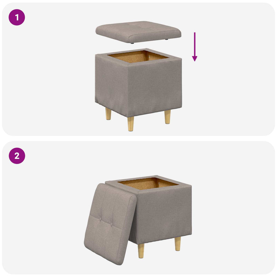 Opslagottoman met kussen Taupe 40 x 40 x 45 cm Stof