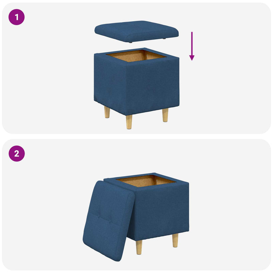 Opslagottoman met kussen Blauw 40 x 40 x 45 cm Stof