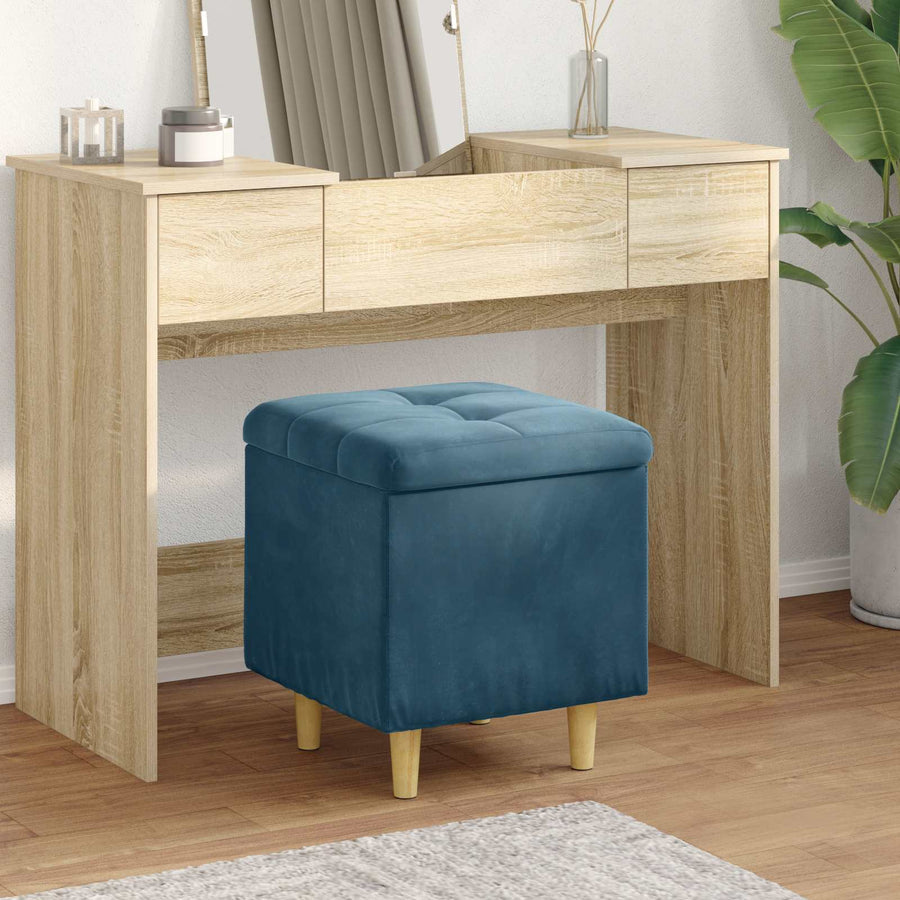 Opslagottoman met kussen Blauw 40 x 40 x 45 cm Fluweel