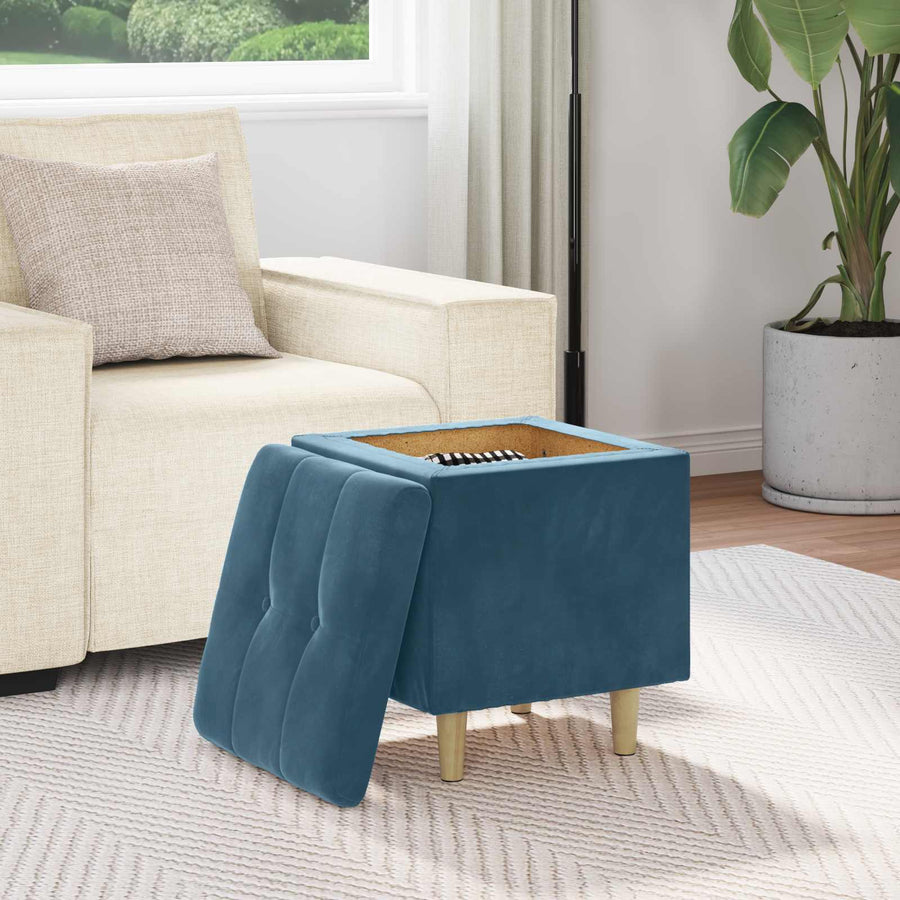Opslagottoman met kussen Blauw 40 x 40 x 45 cm Fluweel