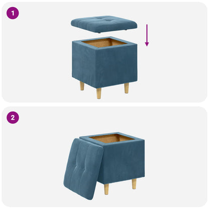 Opslagottoman met kussen Blauw 40 x 40 x 45 cm Fluweel
