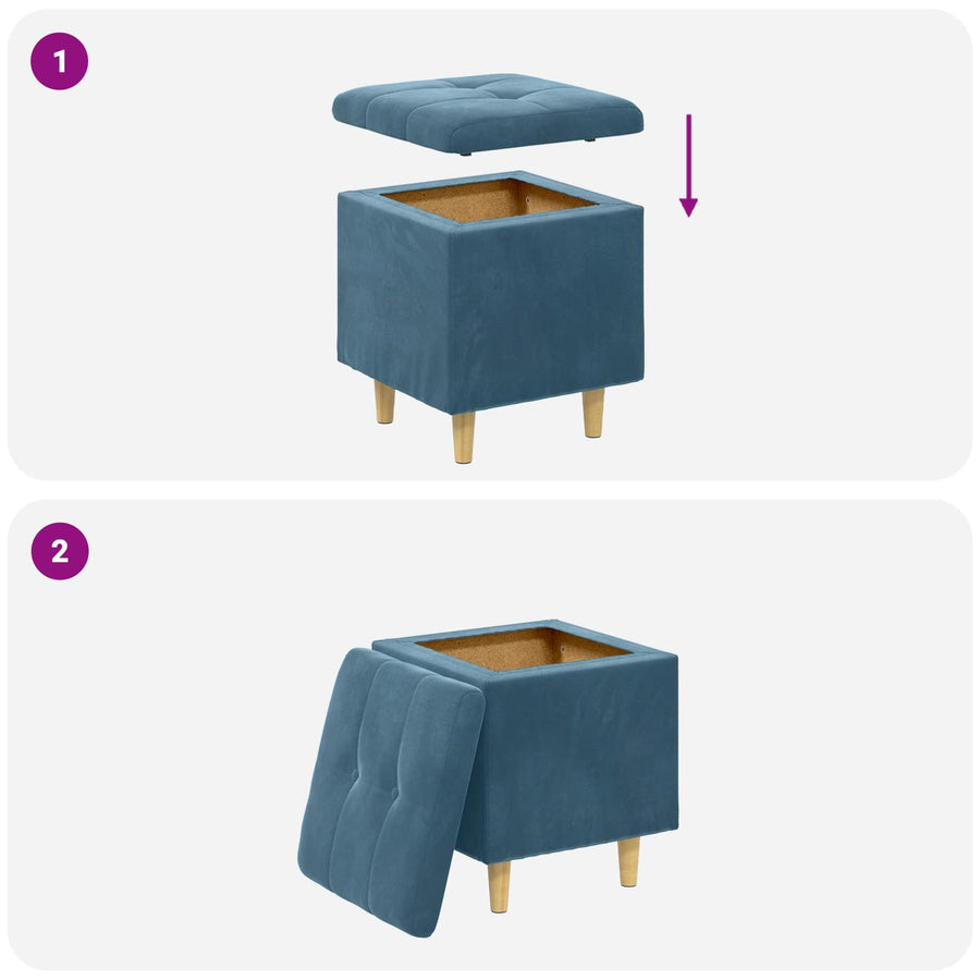 Opslagottoman met kussen Blauw 40 x 40 x 45 cm Fluweel