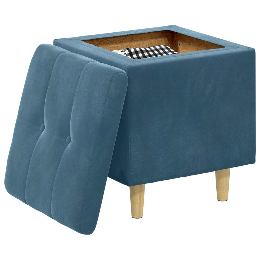 Opslagottoman met kussen Blauw 40 x 40 x 45 cm Fluweel