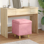 Opbergottoman roze fluweel 40x40x45 cm