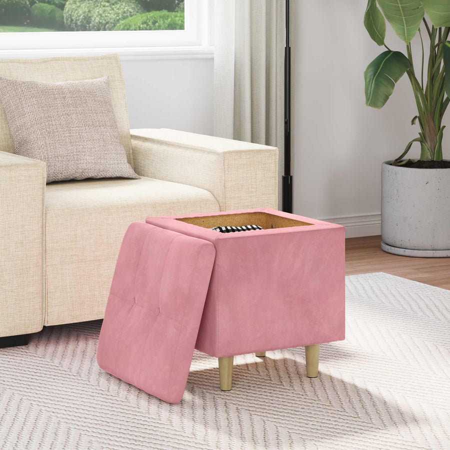 Opslagottoman met kussen Roze 40 x 40 x 45 cm Fluweel