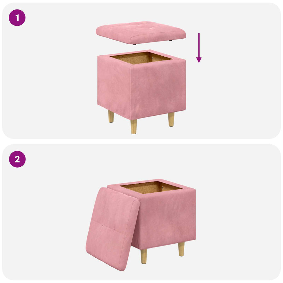Opslagottoman met kussen Roze 40 x 40 x 45 cm Fluweel