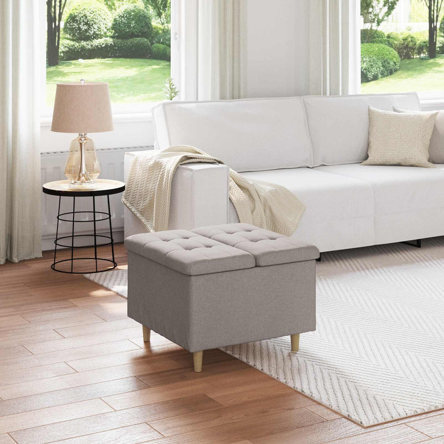 Opslagottoman met kussen Taupe 60 x 60 x 45 cm Stof