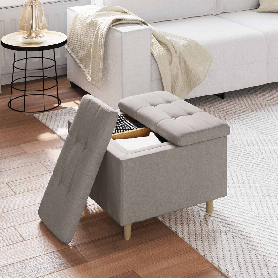 Opslagottoman met kussen Taupe 60 x 60 x 45 cm Stof