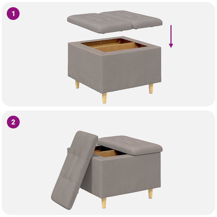 Opslagottoman met kussen Taupe 60 x 60 x 45 cm Stof