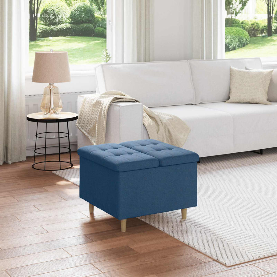Opslagottoman met kussen Blauw 60 x 60 x 45 cm Stof