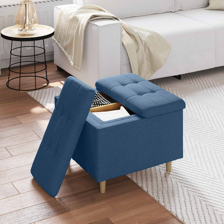 Opslagottoman met kussen Blauw 60 x 60 x 45 cm Stof