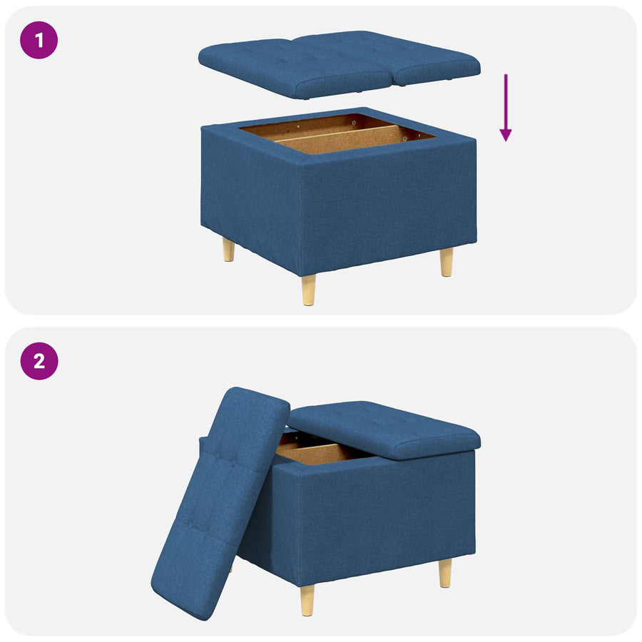 Opslagottoman met kussen Blauw 60 x 60 x 45 cm Stof