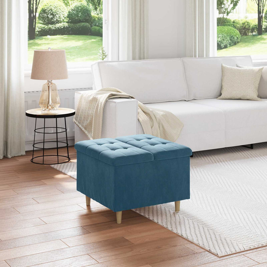 Opslagottoman met kussen Blauw 60 x 60 x 45 cm Fluweel