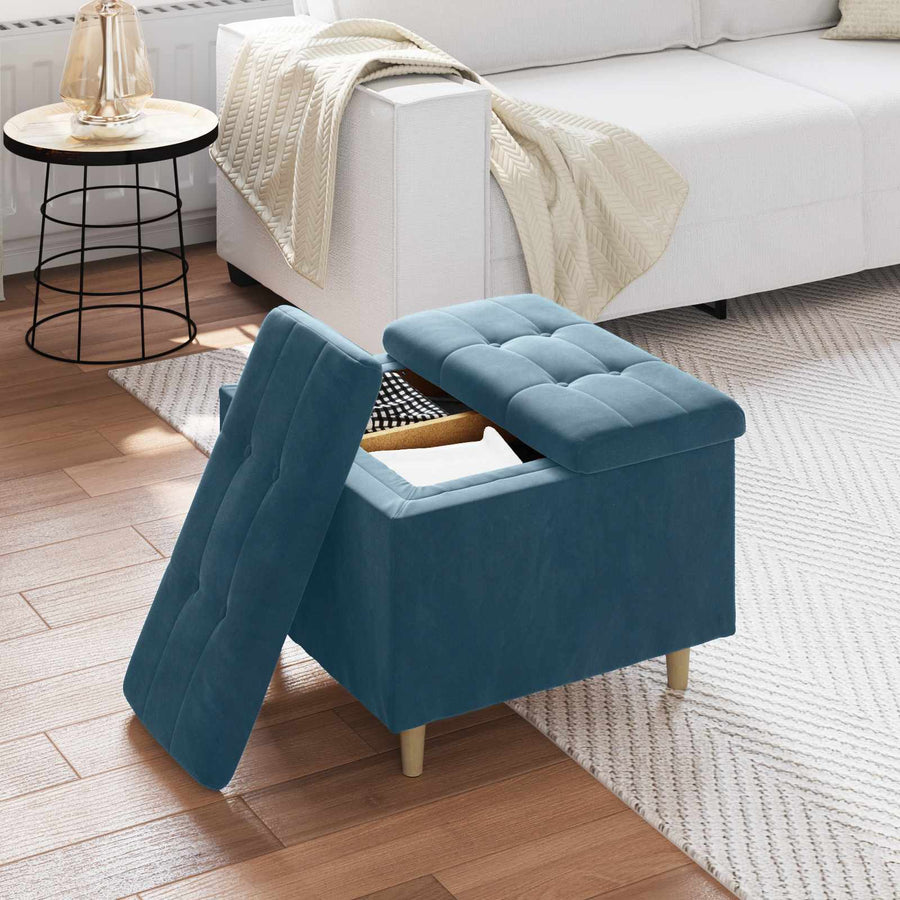 Opslagottoman met kussen Blauw 60 x 60 x 45 cm Fluweel