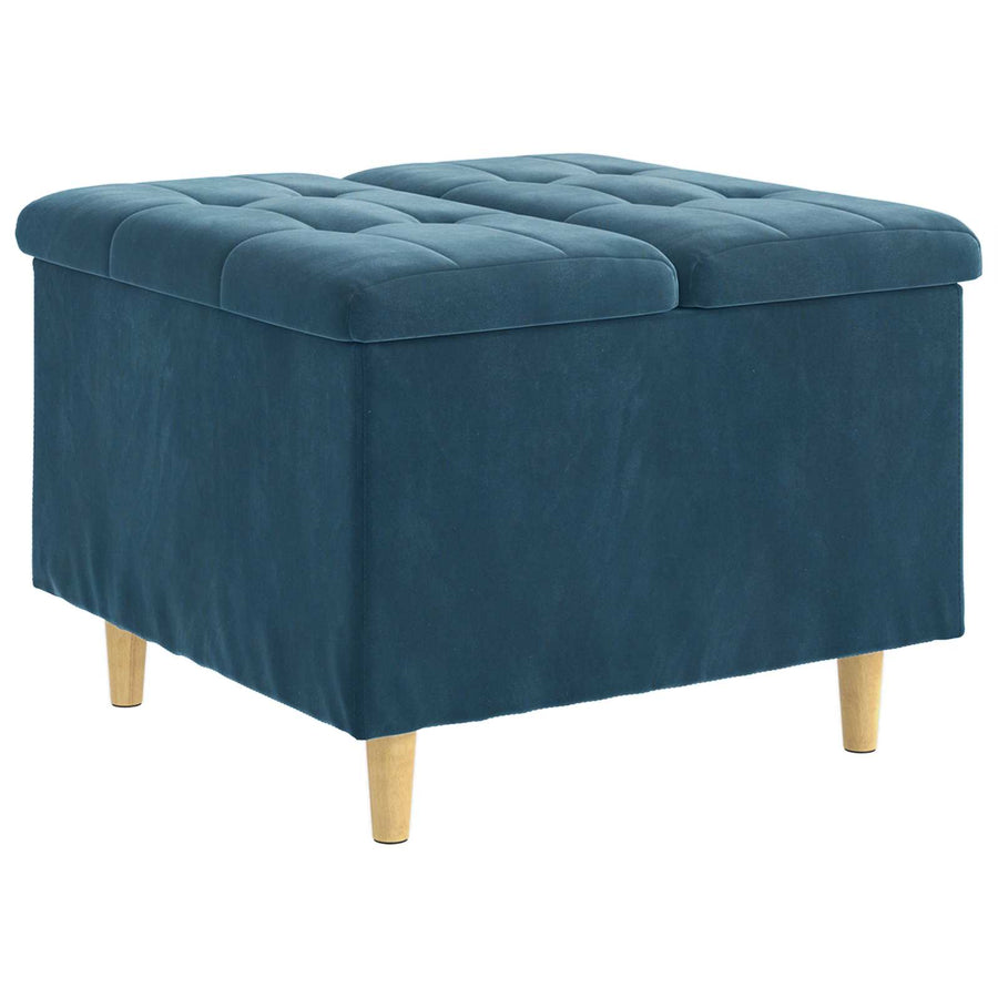 Opslagottoman met kussen Blauw 60 x 60 x 45 cm Fluweel
