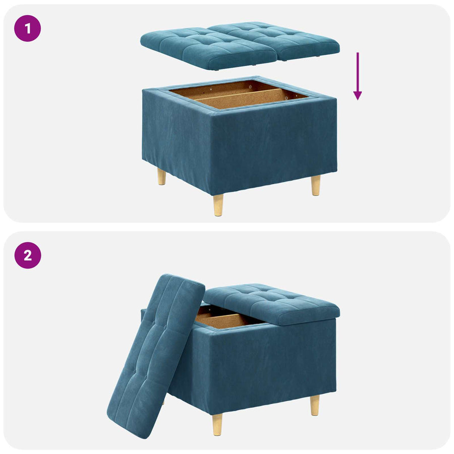 Opslagottoman met kussen Blauw 60 x 60 x 45 cm Fluweel