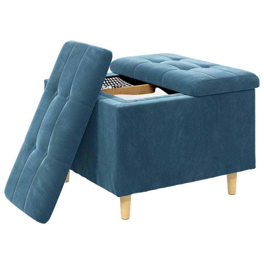 Opslagottoman met kussen Blauw 60 x 60 x 45 cm Fluweel