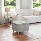 Storage Ottoman with Cushion Light Grey 60 x 60 x 45 cm Velvet